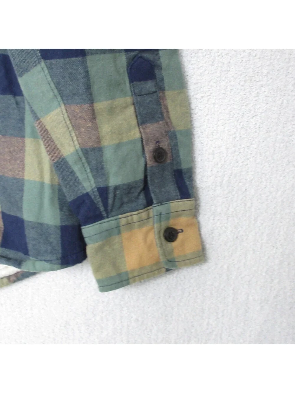 J.Crew Sherpa Lined Flannel Shirt Jacket Mens M Plaid Shacket Green Blue